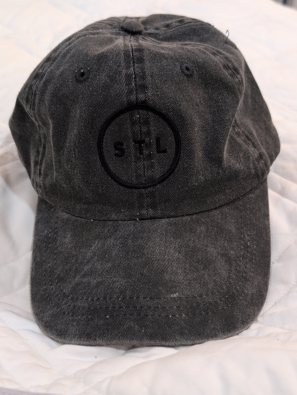 STL Embroidered Black Washed Baseball Cap